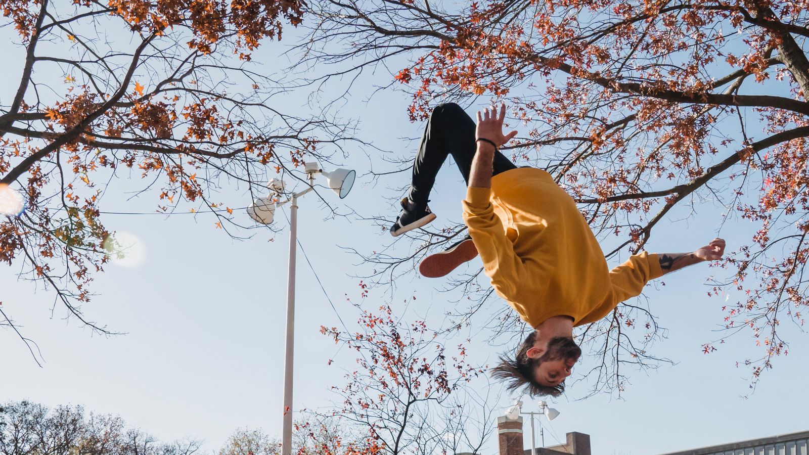 Man doing a back flip